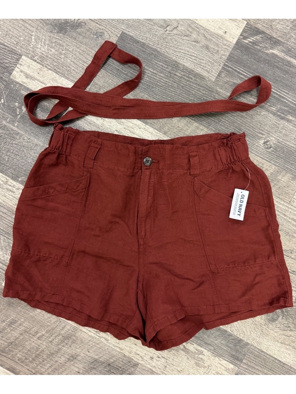 Old Navy Women's High-Rise Linen Blend Shorts with Belt, Size Large